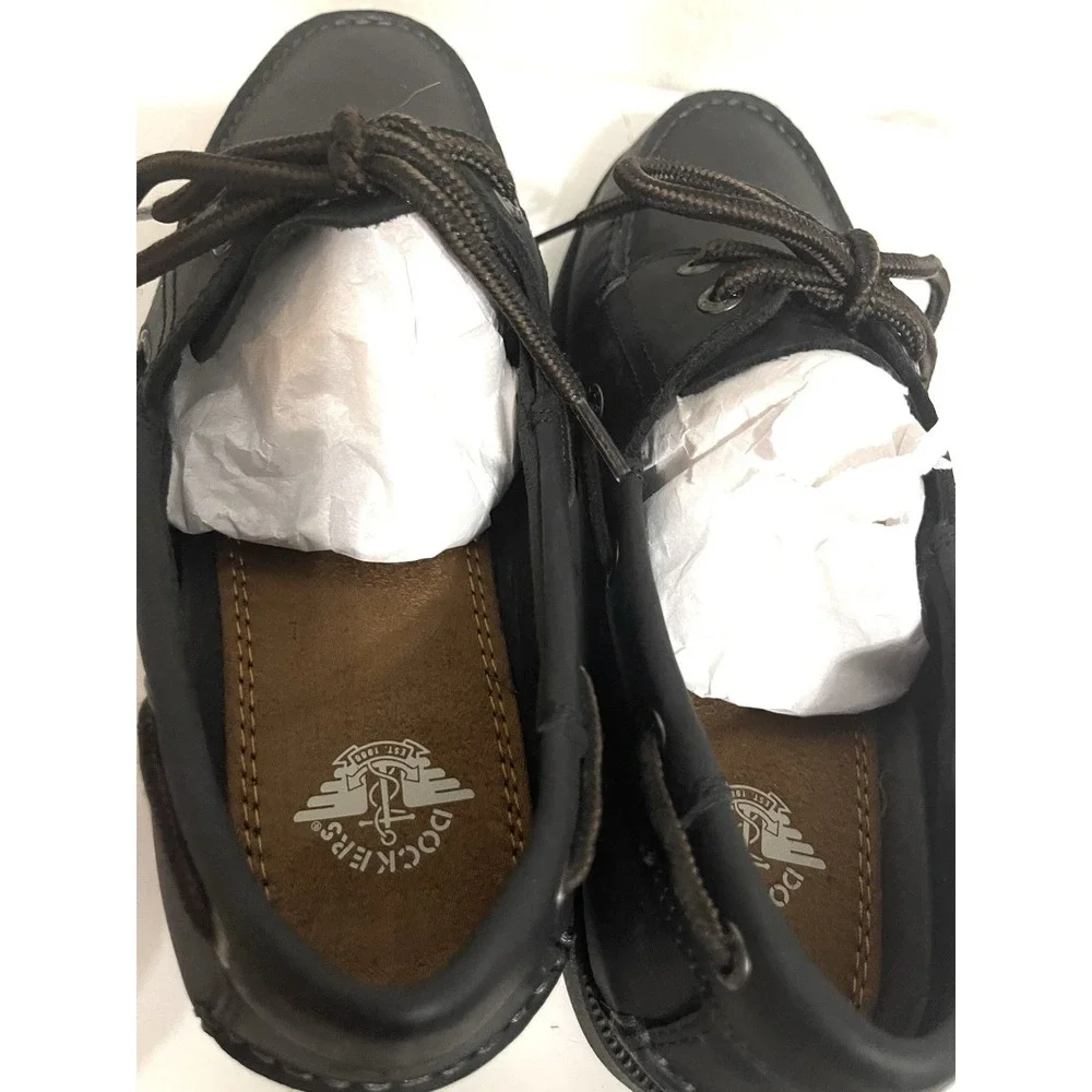 Dockers Mens Black Vargas Genuine Leather Casual Classic Rubber Sole Boat Shoe 7